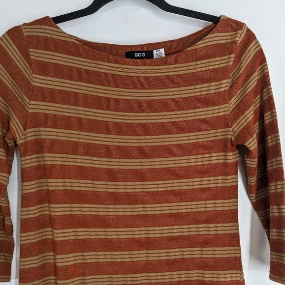 BDG 3/4 Sleeve Striped A-line Dress - Picture 2 of 8